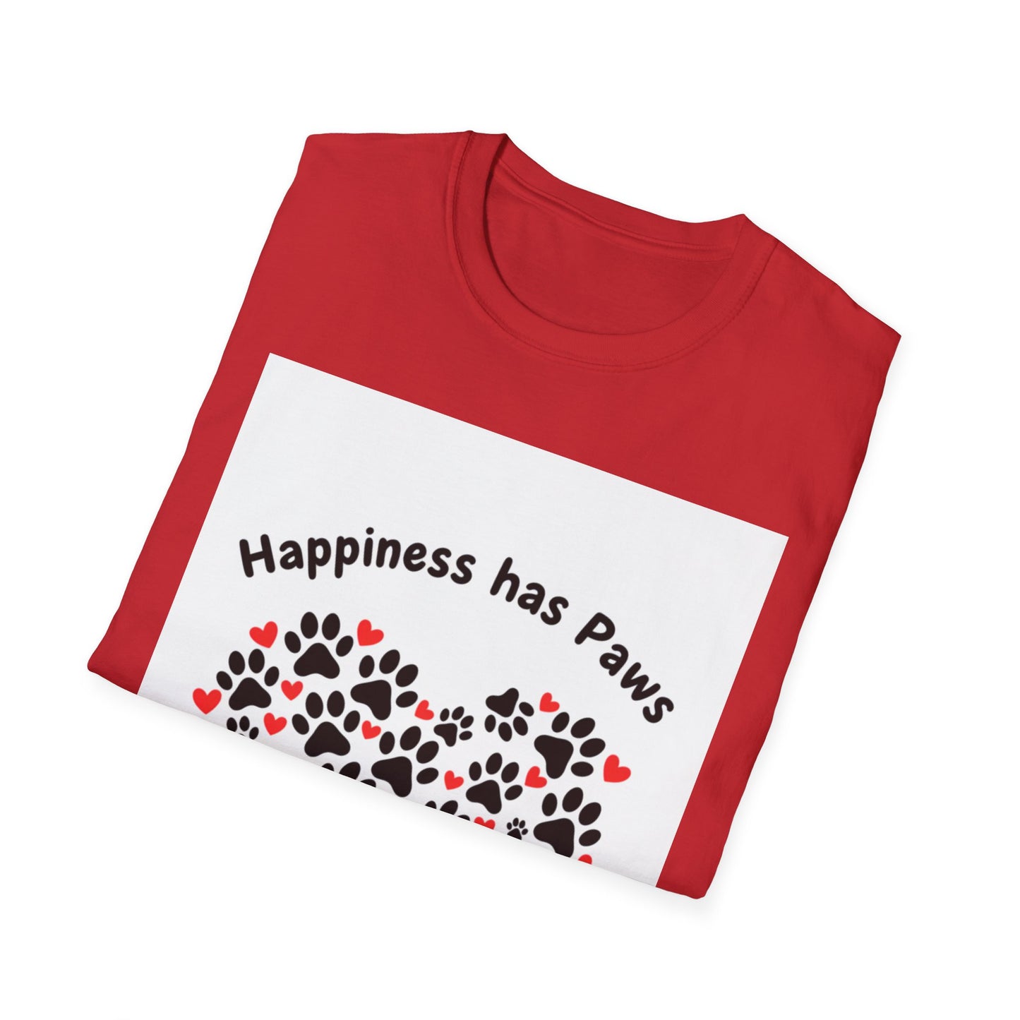 Happiness Has Paws Heart T-Shirt - Pet Lover Gift | Dog & Cat Mom Tee