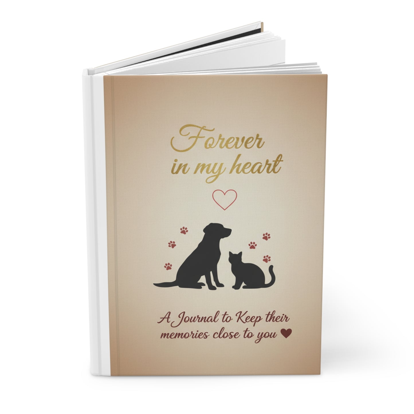 Pet Memorial Hardcover Journal — "Forever in My Heart" Keepsake for Dogs & Cats
