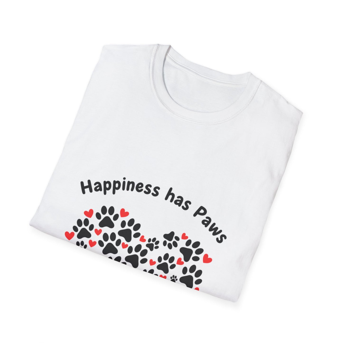 Happiness Has Paws Heart T-Shirt - Pet Lover Gift | Dog & Cat Mom Tee