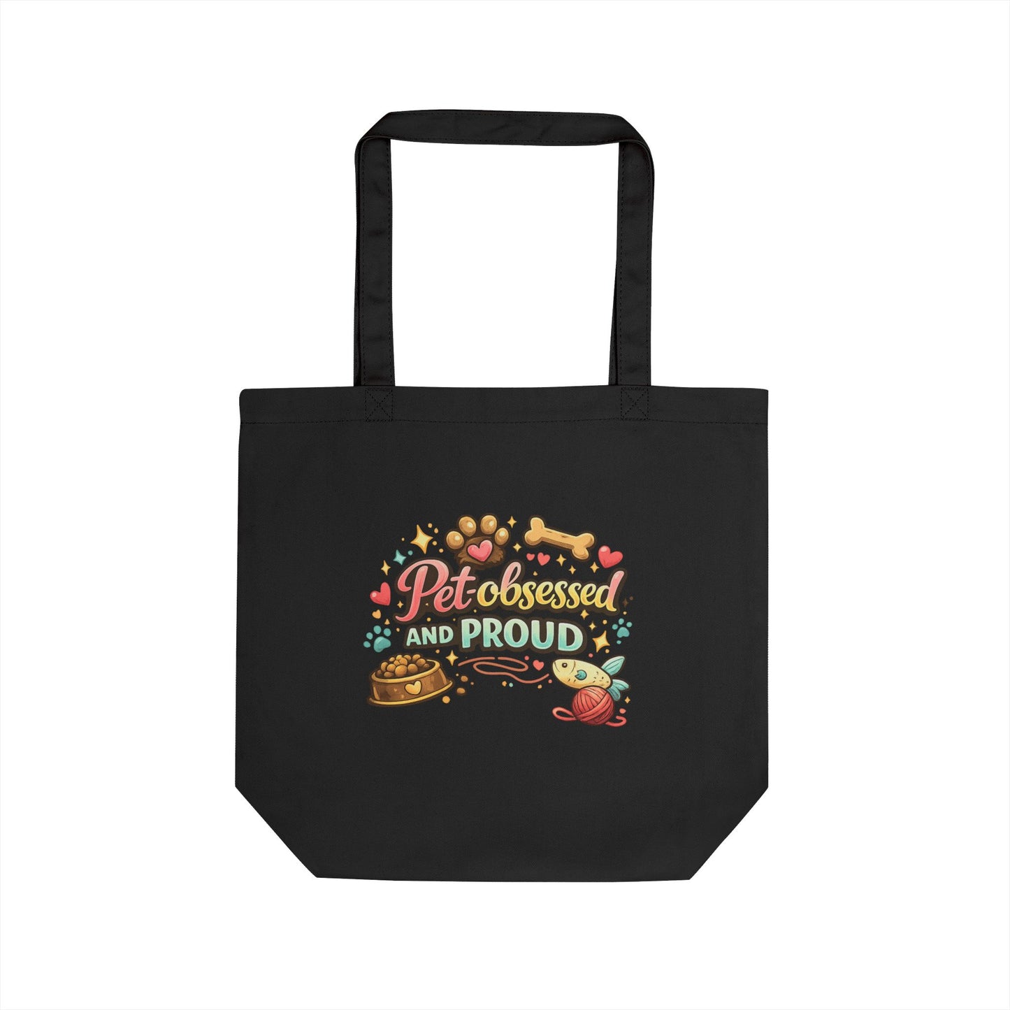 Pet Obsessed and Proud Eco Tote Bag - Cute Paw, Bone & Food Design for Pet Lovers