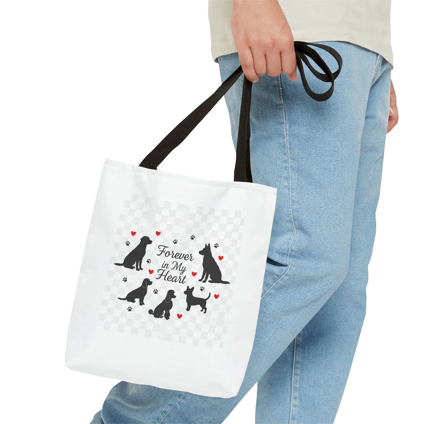 Dog Lovers Tote Bag – "Forever in My Heart" Cute Cat Silhouette Tote