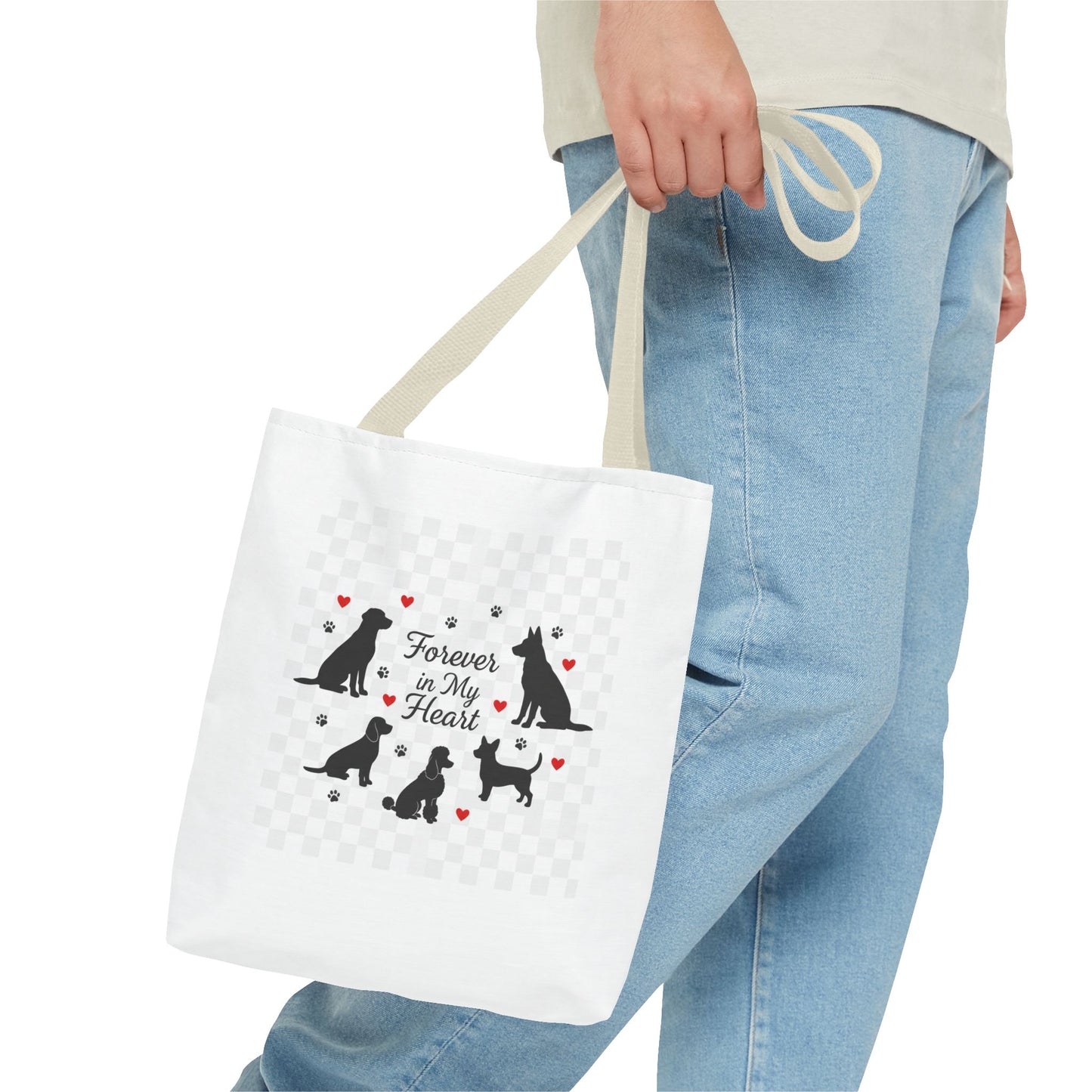 Dog Lovers Tote Bag – "Forever in My Heart" Cute Cat Silhouette Tote