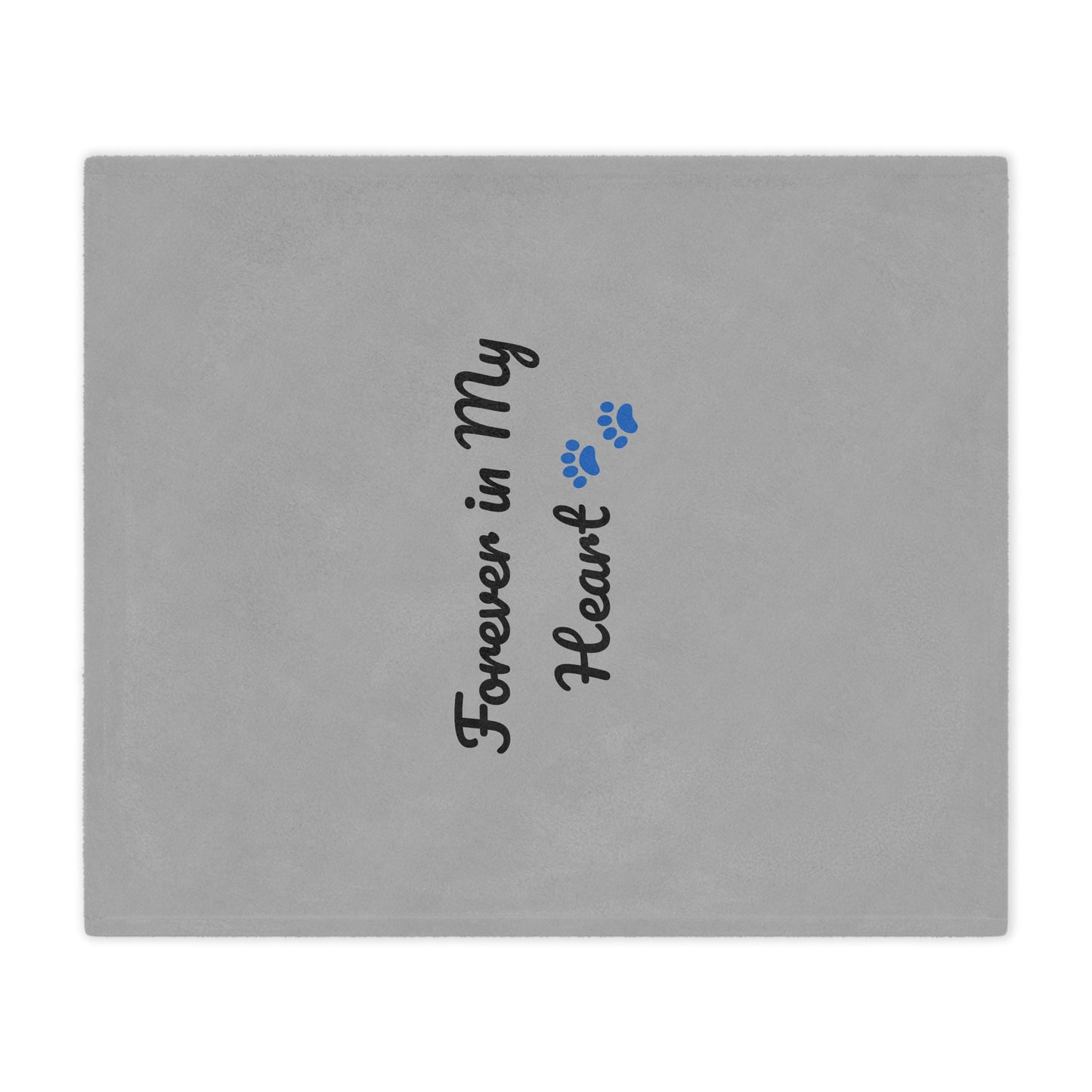 Forever in My Heart Minky Blanket — Pet Memorial Throw with Blue Paw Prints