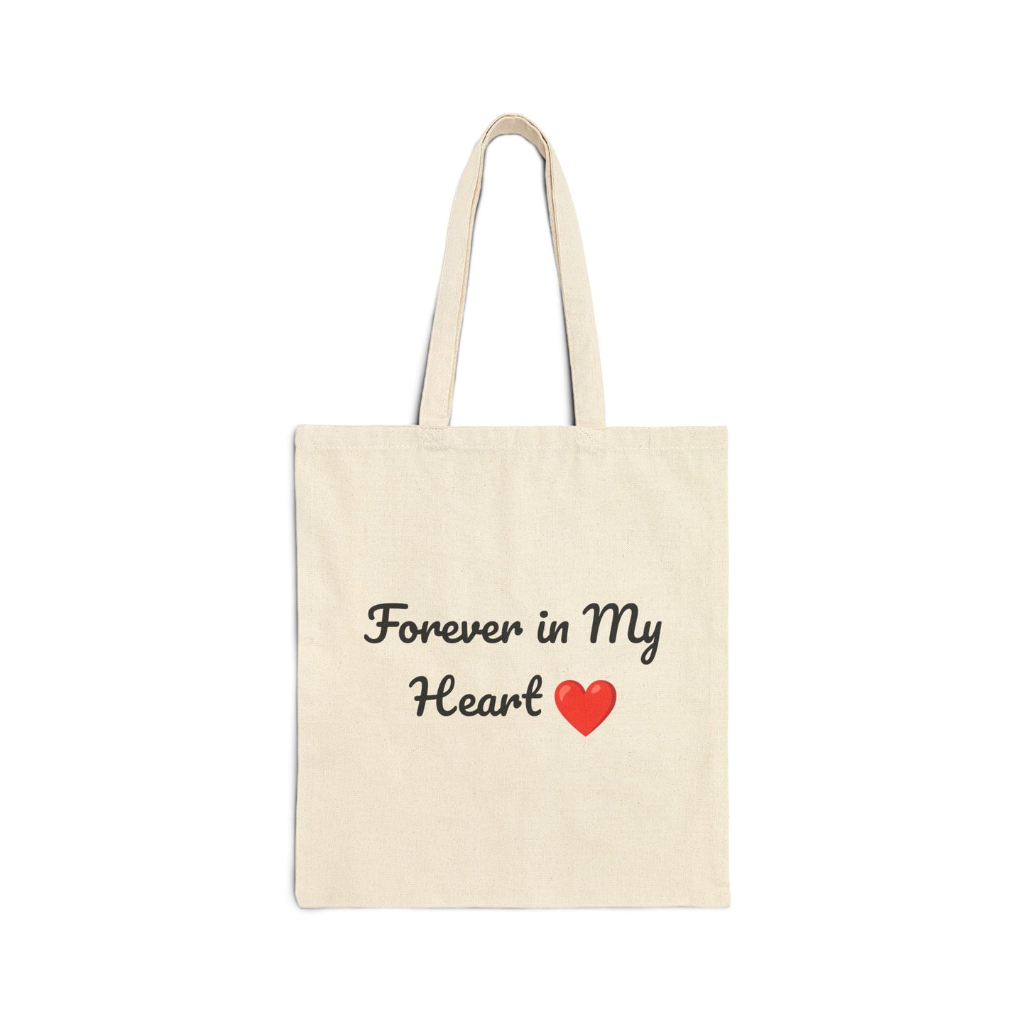 Forever in My Heart Tote Bag — Memorial Canvas Shopper with Red Heart