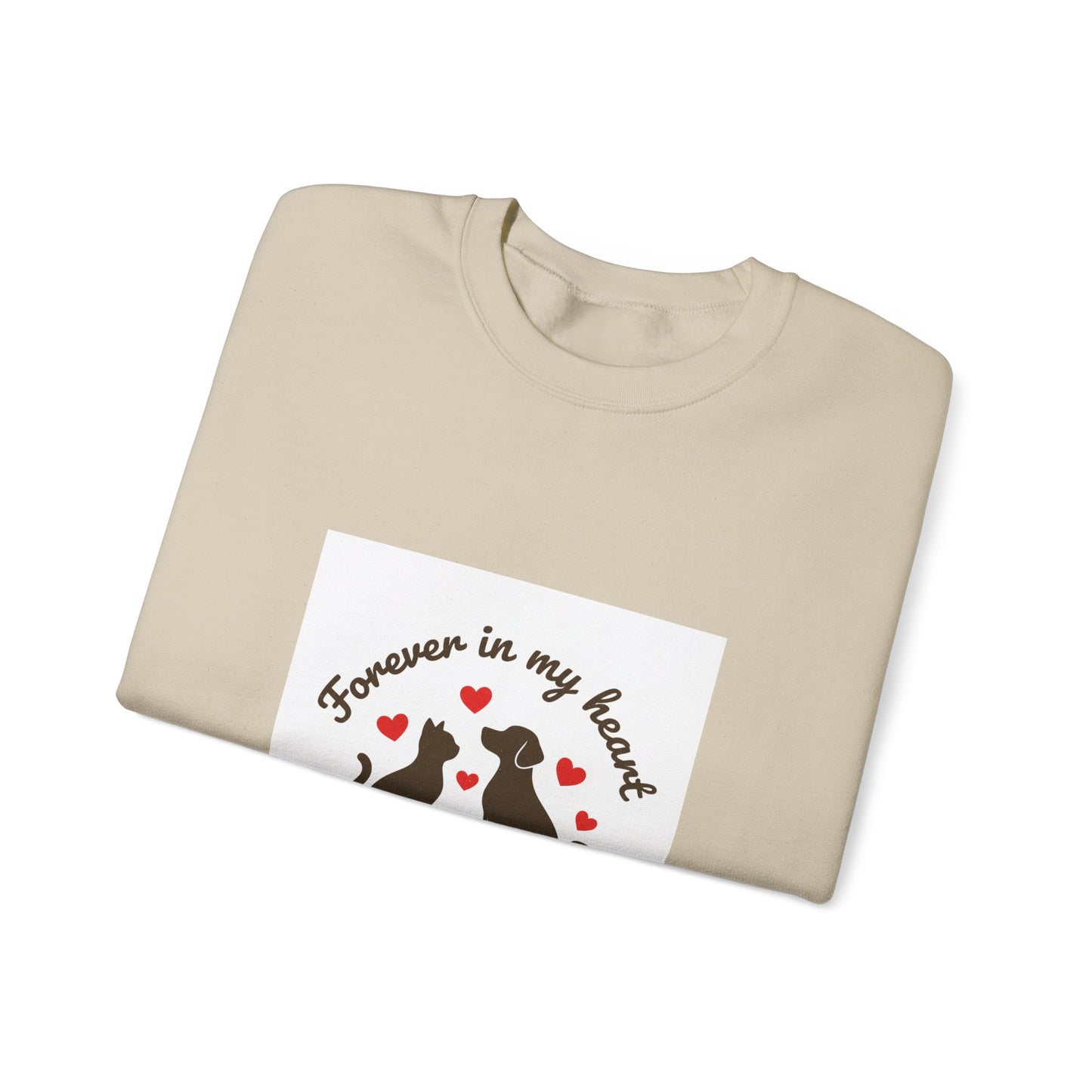 Cat Memorial Crewneck Sweatshirt – "Forever in My Heart" Paw Print Tribute