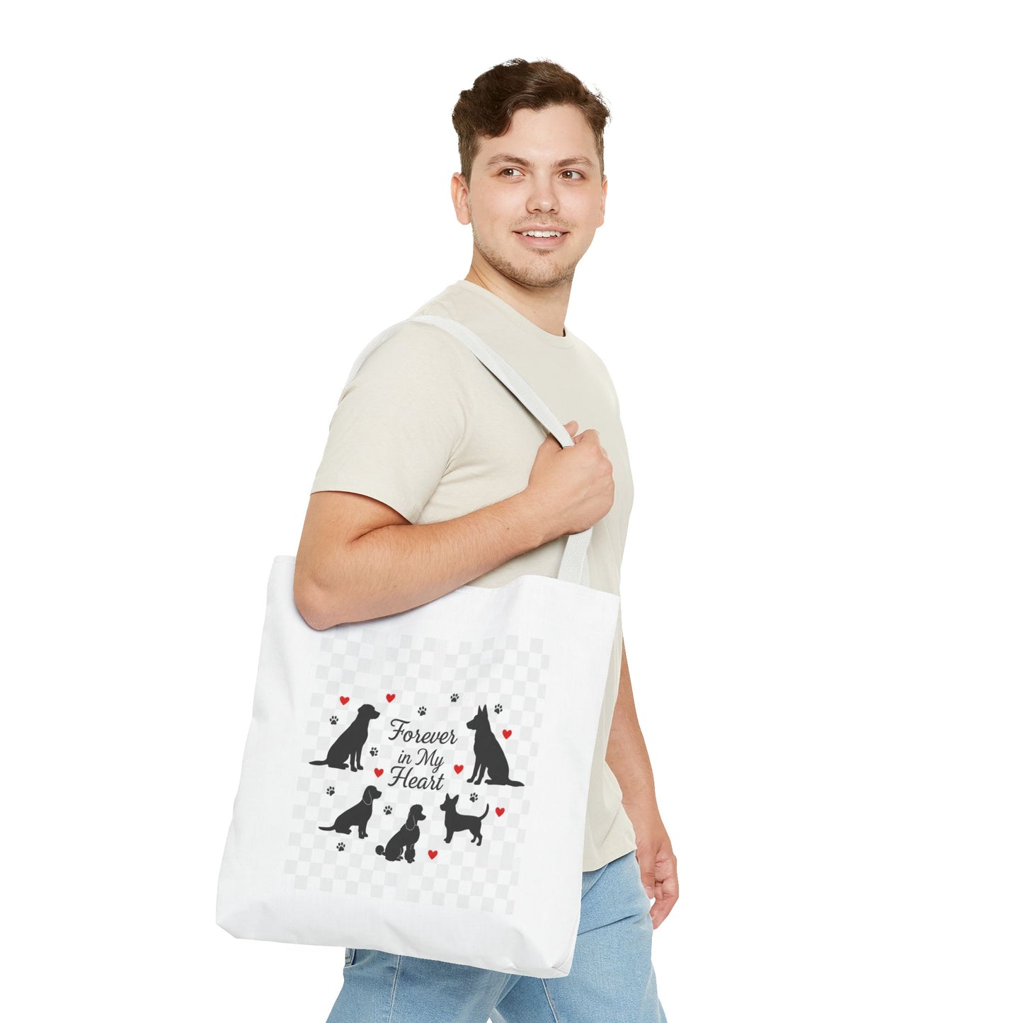 Dog Lovers Tote Bag – "Forever in My Heart" Cute Cat Silhouette Tote