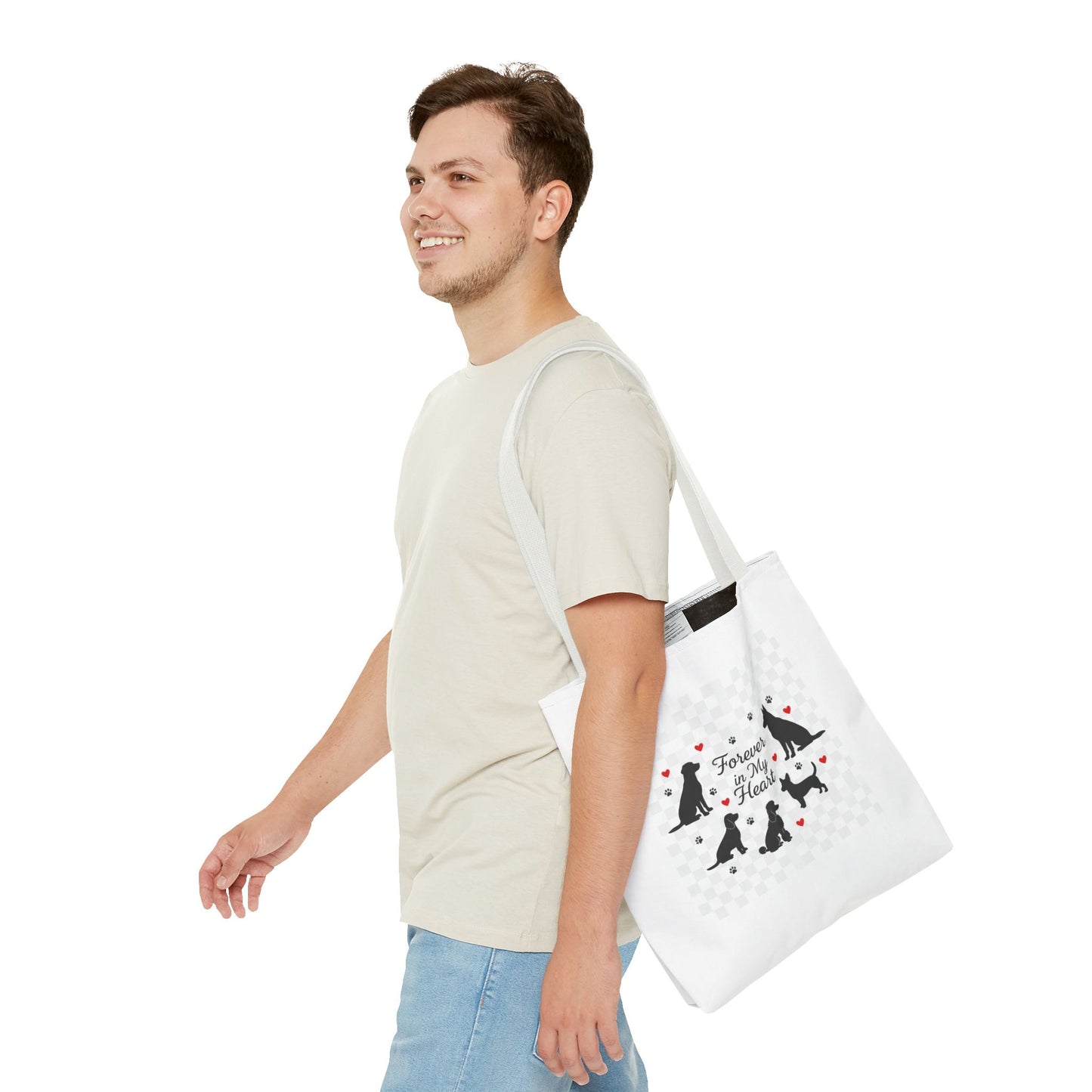 Dog Lovers Tote Bag – "Forever in My Heart" Cute Cat Silhouette Tote